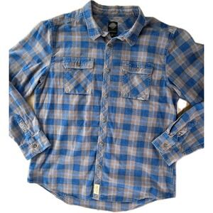 Harley-Davidson XL Blue Plaid Button-Up Long Sleeve Biker Motorcycle Shirt